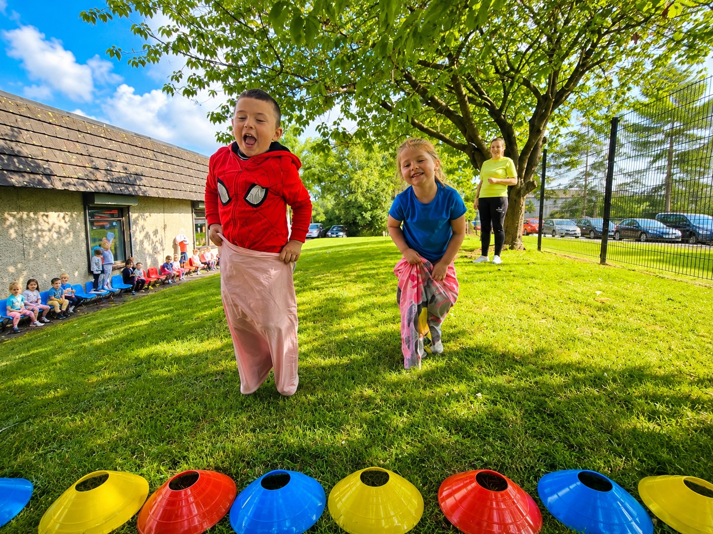 Children playing in the nursery garden