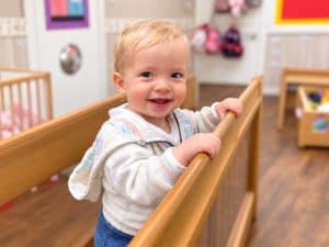 A big smile in the baby room