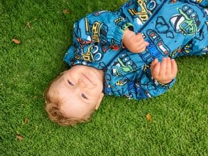 Lying on the grass in the garden